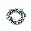 Bracelet sautoir Vanille, Perles et keishis - acier inoxydable