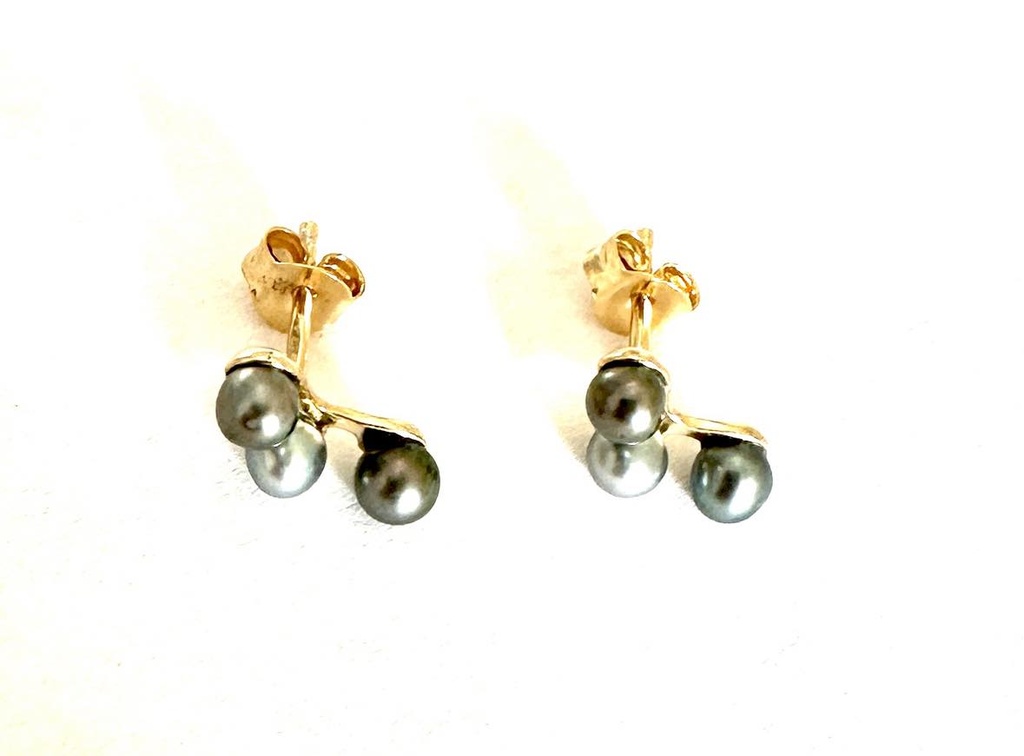 Boucles d'oreilles plaqué or Vague et 6 Keishis