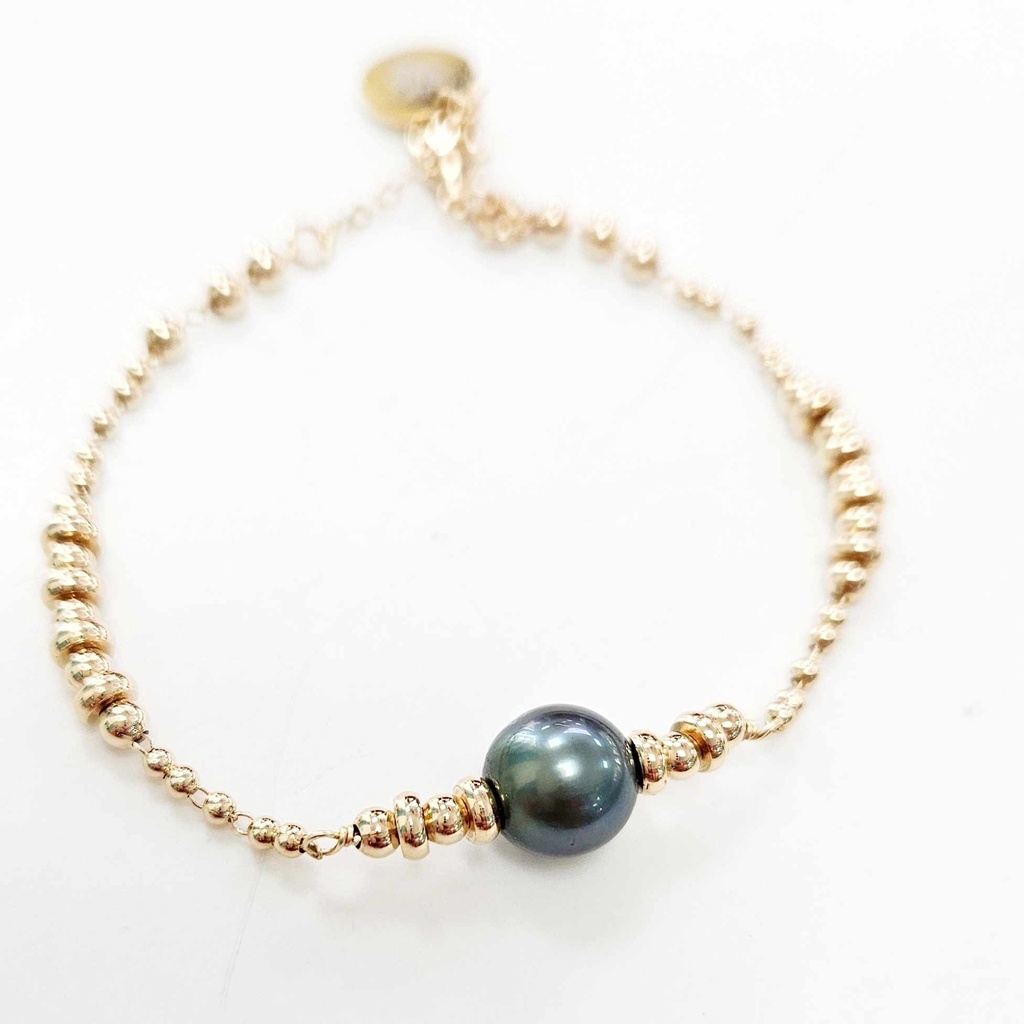 BRACELET BOULES INTERCALAIRES 1 PERLE - plaqué or
