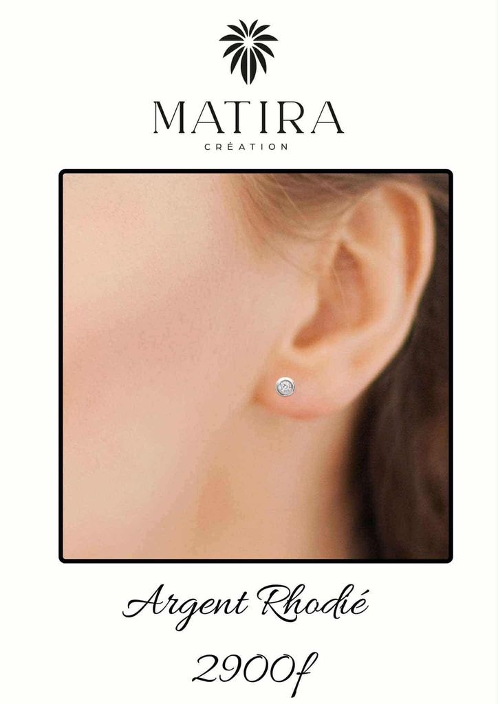 Boucles d'oreilles en argent mini zircons rond