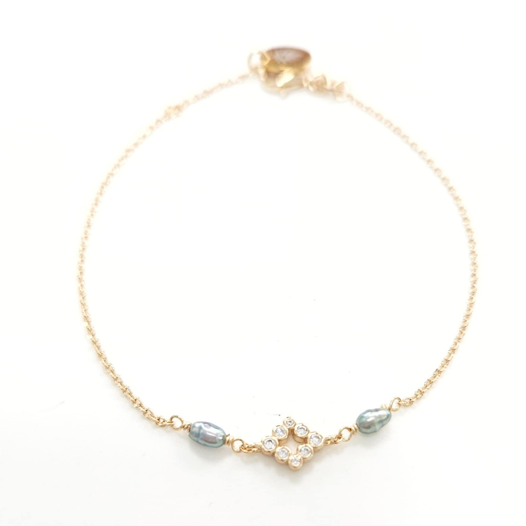 Bracelet plaqué or LOSANGE ZIRCONS +2 KEISHIS