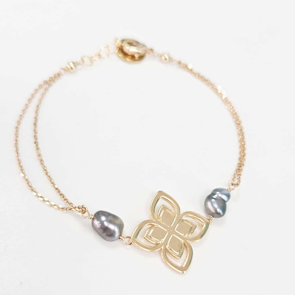 BRACELET FLEUR 2 KEISHIS - PLAQUE OR