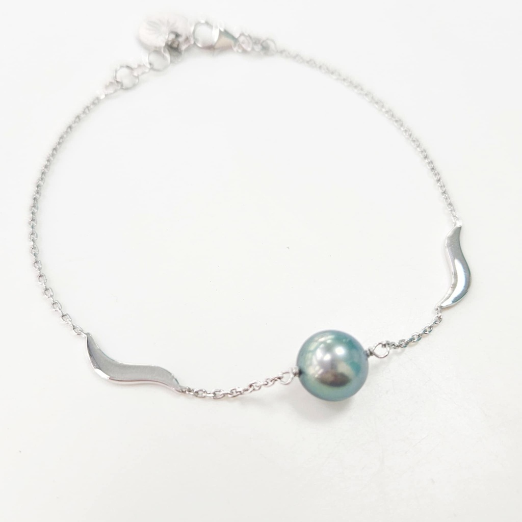BRACELET VAGUE ET PERLE - ARGENT