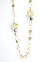 SAUTOIR GRANDES FLEURS ET 2 PERLES DE TAHITI - ACIER DORE