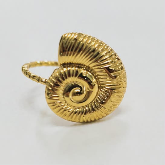 Bague Ajustable Coquillage Nautile - ACIER DORE