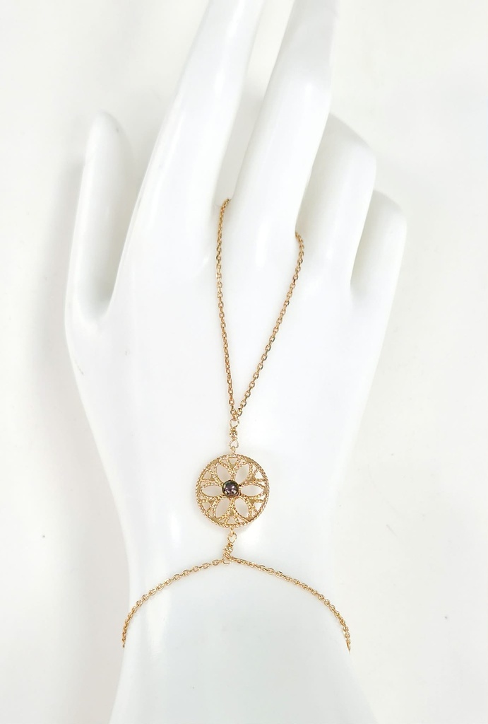 Bijou de main rosace et keishi - plaqué or