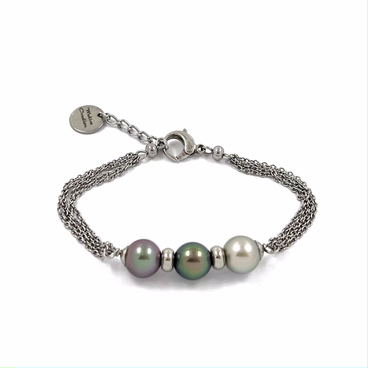 Bracelet acier inoxydable  3 PERLES