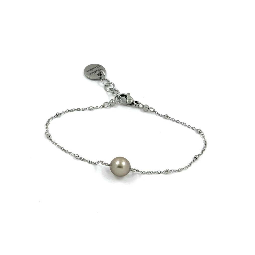 Bracelet MINIMALISTE chaîne boule et Perle - ACIER