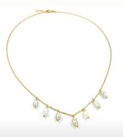 Collier plaqué or 7 keishis breloques