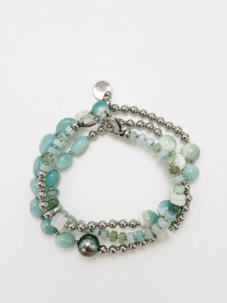 Bracelet Nico 3 tours Bleu Clair