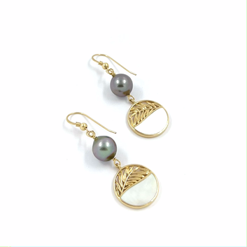 Boucles d'oreilles Palms et perle