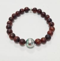 Bracelet élastique Homme Bois &amp; perle