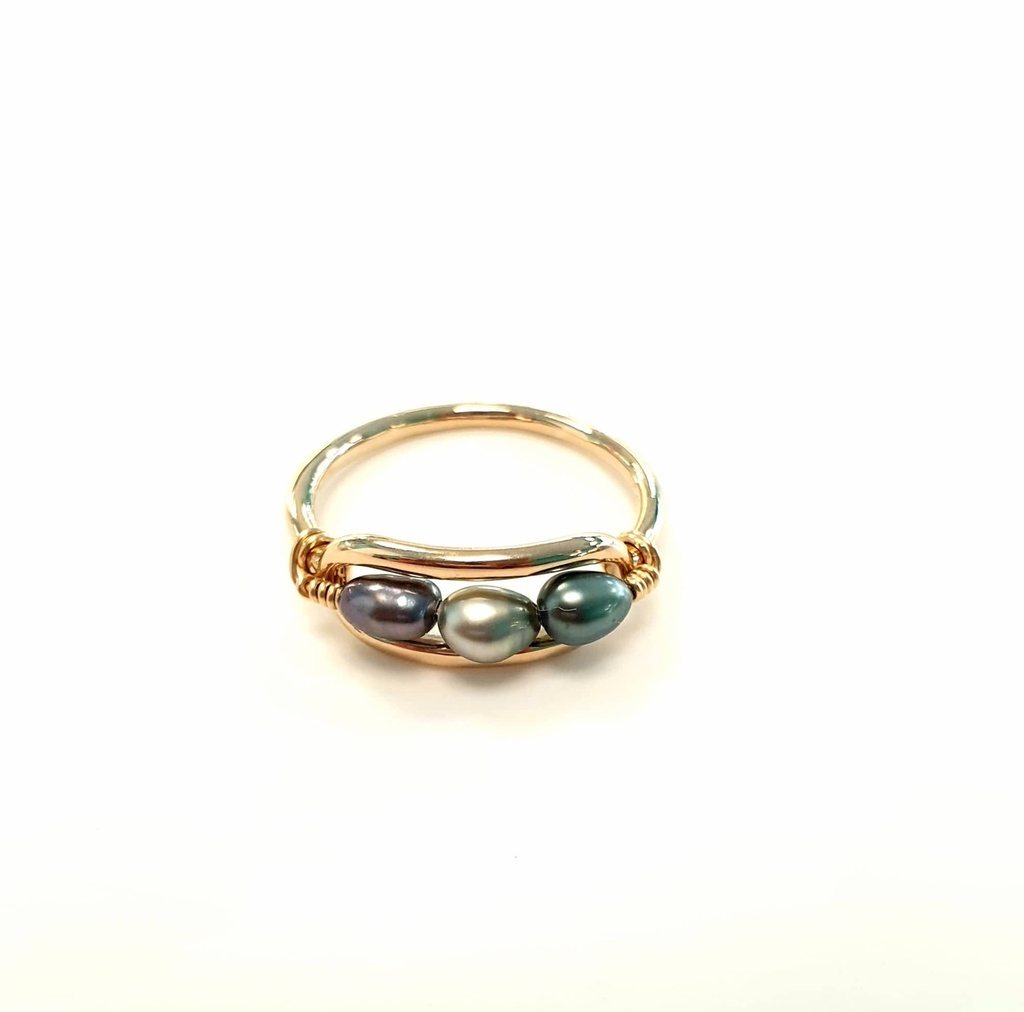 Bague rectangle 3 keishis - plaqué or