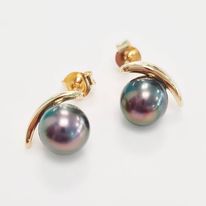 STUDS VIRGULE PERLE DE TAHITI - plaqué or