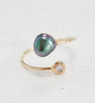 [BG1KDJ] BAGUE OR THOMAS 1 DIAMANT &amp; 1 KEISHI