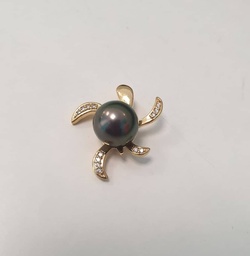 [PDTPOT] Pendentif plaqué or Tortue, perle de Tahiti