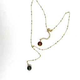 [COUTKP] Collier plaqué or chaîne boulette perle de Tahiti