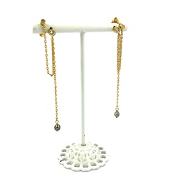 [SBOPLK] Boucles d'oreilles reliées plaqué or strass et keishis