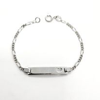 [IDBBA1] Gourmette bébé argent rhodié coeur - maille cheval alternée (bébé)