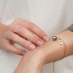 [ACDBREP] Bracelet acier doré Etoile et nacre, perle de Tahiti