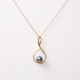 [P12] PENDENTIF GOUTTE ET PERLE de Tahiti - plaqué or