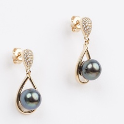 [BOZG] BOUCLES D'OREILLES GOUTTES ZIRCONS ET PERLE DE TAHTI