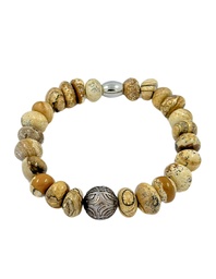 [BRJASPG] BRACELET HOMME élastique JASPE+ perle gravée