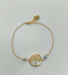[BRARB2K] Bracelet plaqué or ARBRE DE VIE NACRE ET 2 KEISHIS