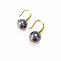 [DORMP] BOUCLES D'OREILLES plaqué or dormeuses + perle de Tahiti