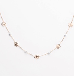 [COMFK] COLLIER plaqué or mini fleurs + 4 keishis