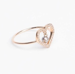 BAGUE plaqué or coeur Zircons et 1 keishi