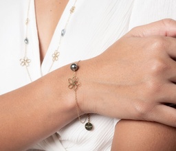 [BIGTIP] BRACELET MINIMALISTE PERLE ET TIARE EVIDEE - ACIER DORE