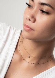 [COSOKD] COLLIER DOUBLE MINI SOLEILS ET KEISHI - ACIER DORE