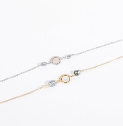 [BRN2KD] BRACELET MEDAILLON NACRE ET 2 KEISHIS - ACIER DORE