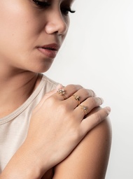 Bague plaqué or Fleur de Tahiti 4 pétales et 1 keishi