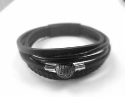 [BRLUDO] BRACELET HOMME 5 CUIRS PERLE GRAVEE