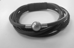 [BRLUDO1] BRACELET HOMME 5 CUIRS PERLE