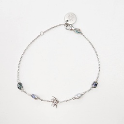 [SILBRPARA] BRACELET OISEAU DE PARADIS ET 4 KEISHIS - ARGENT