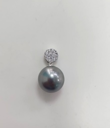 [P20] Pendentif argent rhodié strass + perle