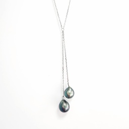 [SILCO2P] COLLIER TOI ET MOI AVEC PERLES DE TAHITI - ARGENT