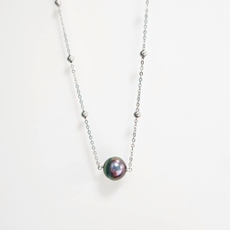 [BOULCO] COLLIER ARGENT BOULETTES ET PERLE DE TAHITI