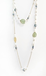 [STAPE] SAUTOIR APE PERLES KEISHIS ET NACRE - ACIER DORE