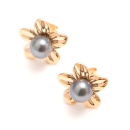 [FLEURBO] BOUCLES D OREILLES plaqué or TIARE ET PERLES DE TAHITI