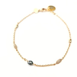 [BRIZK] Bracelet plaqué or et zircons + 1 keishi