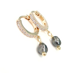 [CRSTR] MINI CREOLES ZIRCONS ET KEISHI - PLAQUE OR