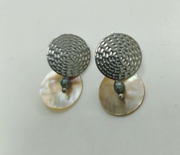 [BOKNG] Boucles d'oreilles acier +estampe+nacre+keishis