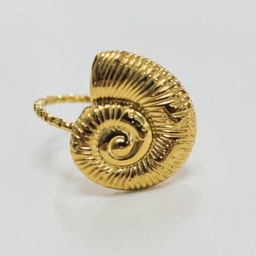 [BACOQ] Bague Ajustable Coquillage Nautile - ACIER DORE