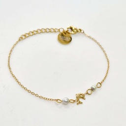 [BRED] BRACELET ENFANT DAUPHIN ET 2 KEISHIS - ACIER DORE