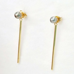 [POYE1244] BOUCLES D OREILLES KEISHIS ET TIGES - PLAQUE OR