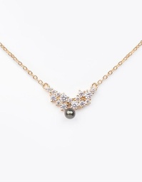 [POYXN1239] COLLIER ZIRCONS ET KEISHI - PLAQUE OR